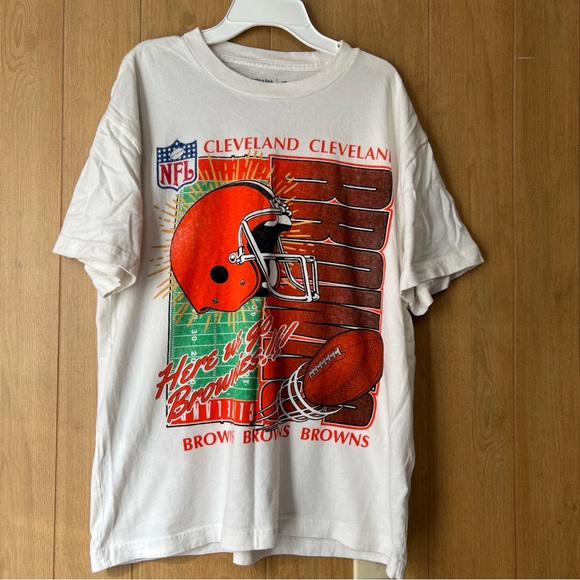 Abercrombie & Fitch Cleveland Browns Graphic T-Shirt Men’s Size Large White - Picture 1 of 13